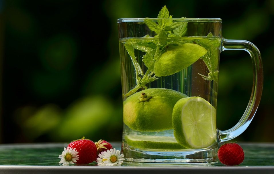 Glass of water with lemon inside