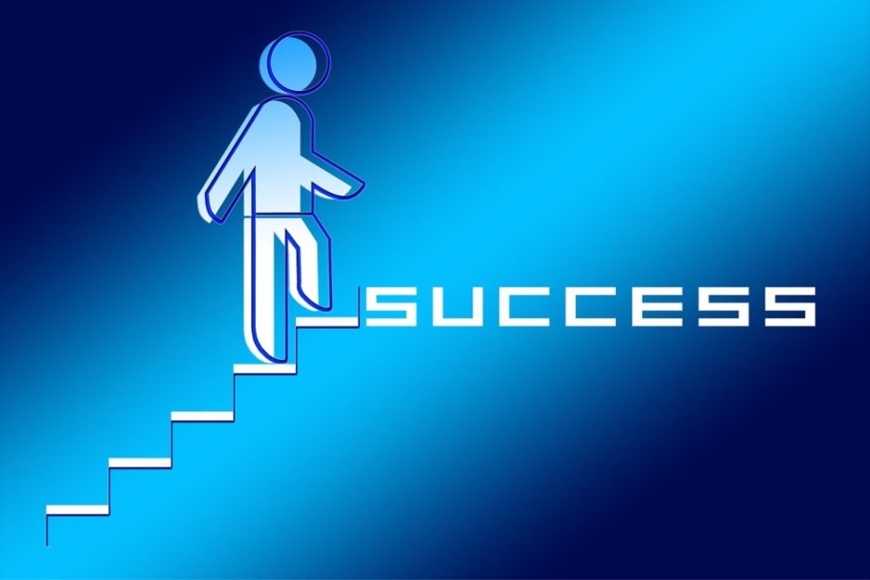 Person climbing stairs illustration