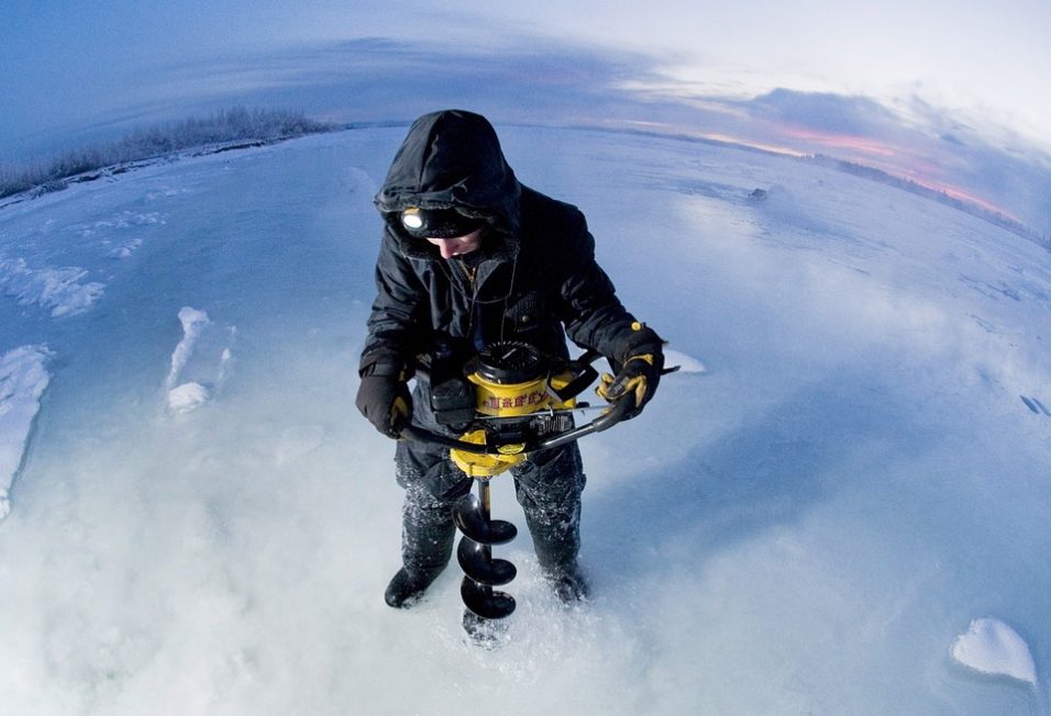using ice auger